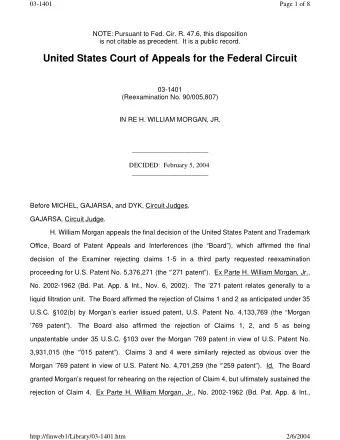 03-1401  Page 2 of 8 Feb. 26, 2003).  We affirm the Boards decision. DISCUSSION A.