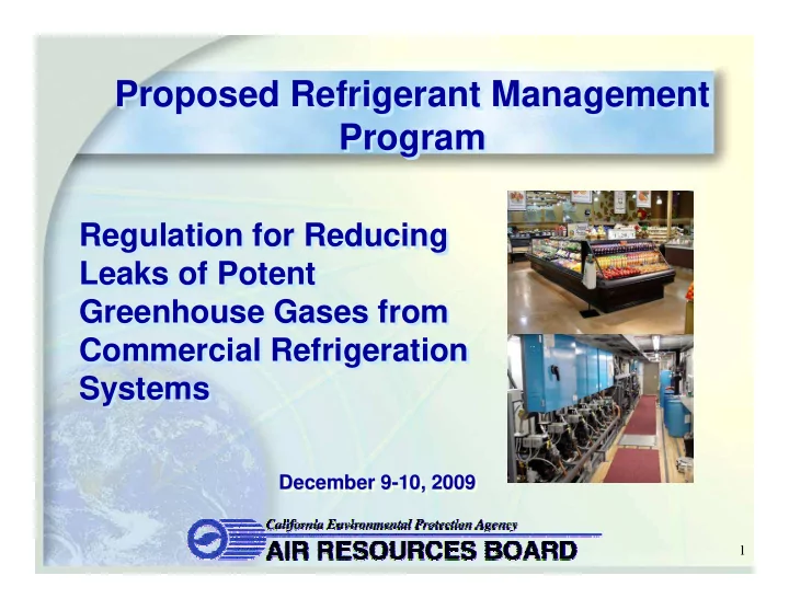 proposed refrigerant management proposed refrigerant