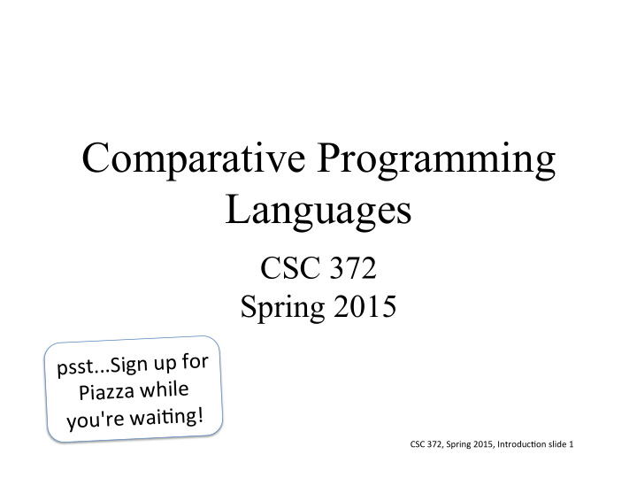 comparative programming languages