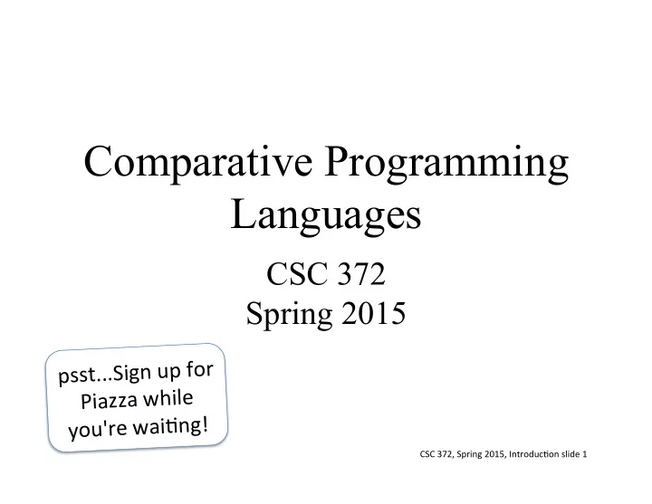comparative programming languages