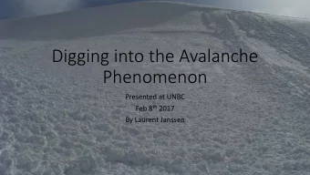 Digging into the Avalanche  Phenomenon  Presented at UNBC Feb 8 th 2017  By Laurent Janssen  Scope