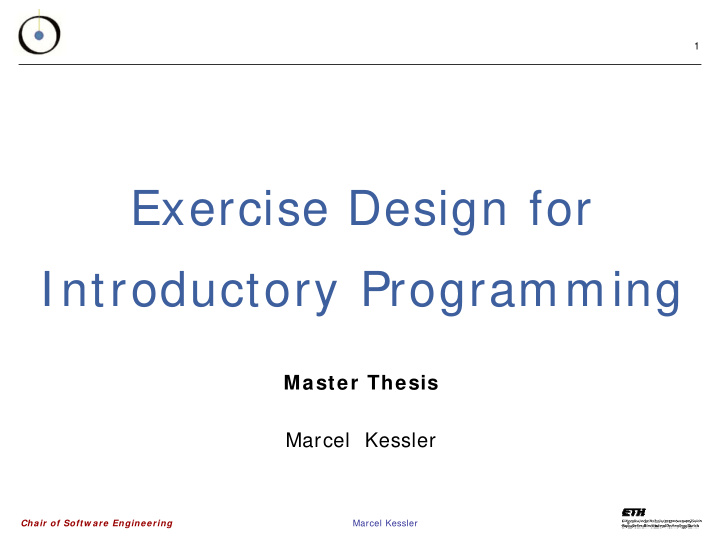 exercise design for introductory programming