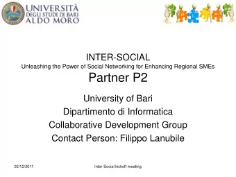 Partner P2  University of Bari  Dipartimento di Informatica  Collaborative Development Group