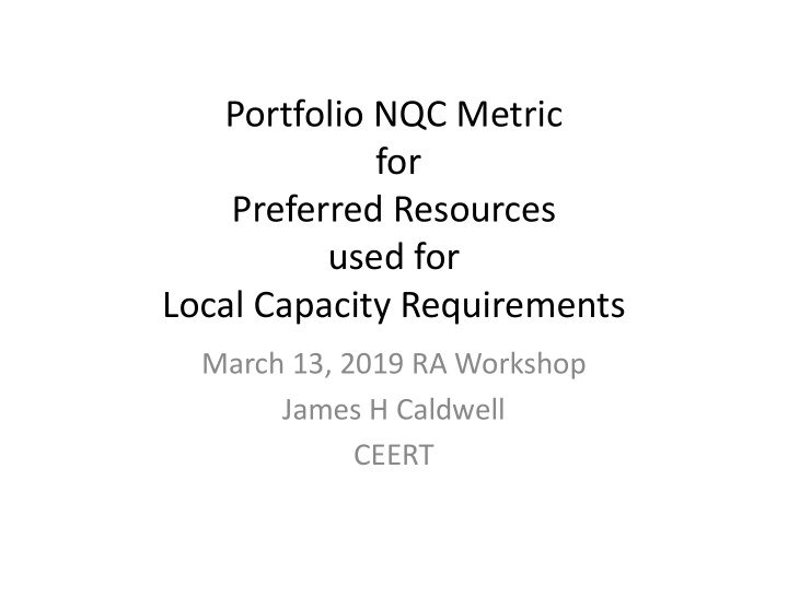 portfolio nqc metric for preferred resources used for
