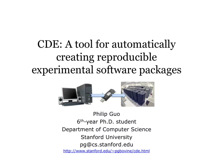 cde a tool for automatically creating reproducible