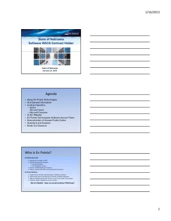 Agenda   About En Pointe Technologies   VLA General Information   Contract Specifics