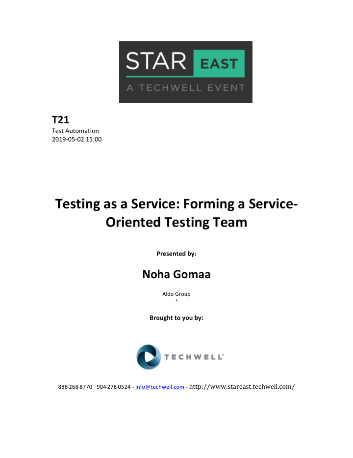 testing as a service forming a service oriented testing