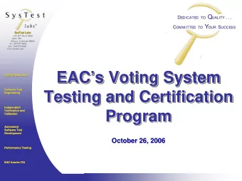 EAC  s  s Voting System  Voting System  EAC  EACs Voting System  Quality Assurance