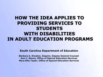 PROVIDING SERVICES TO  STUDENTS  WITH DISABILITIES  IN ADULT EDUCATION PROGRAMS  South Carolina