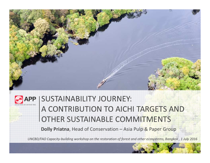 sustainability journey a contribution to aichi targets