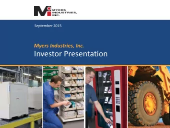 Investor Presentation  Forward-looking Statements  Statements in this presentation concerning the