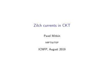 Zilch currents in CKT  Pavel Mitkin  MIPT&amp;ITEP  ICNFP, August 2019  Chiral effects  CKT for