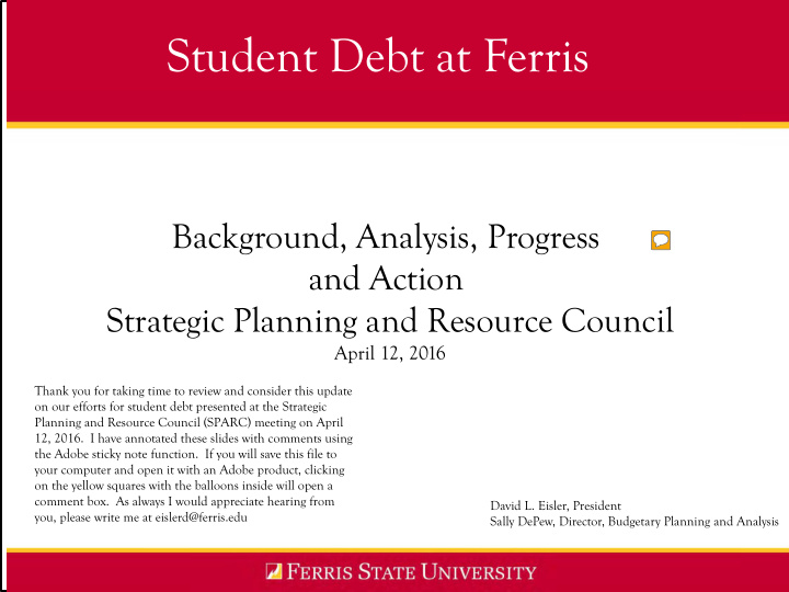 student debt at ferris