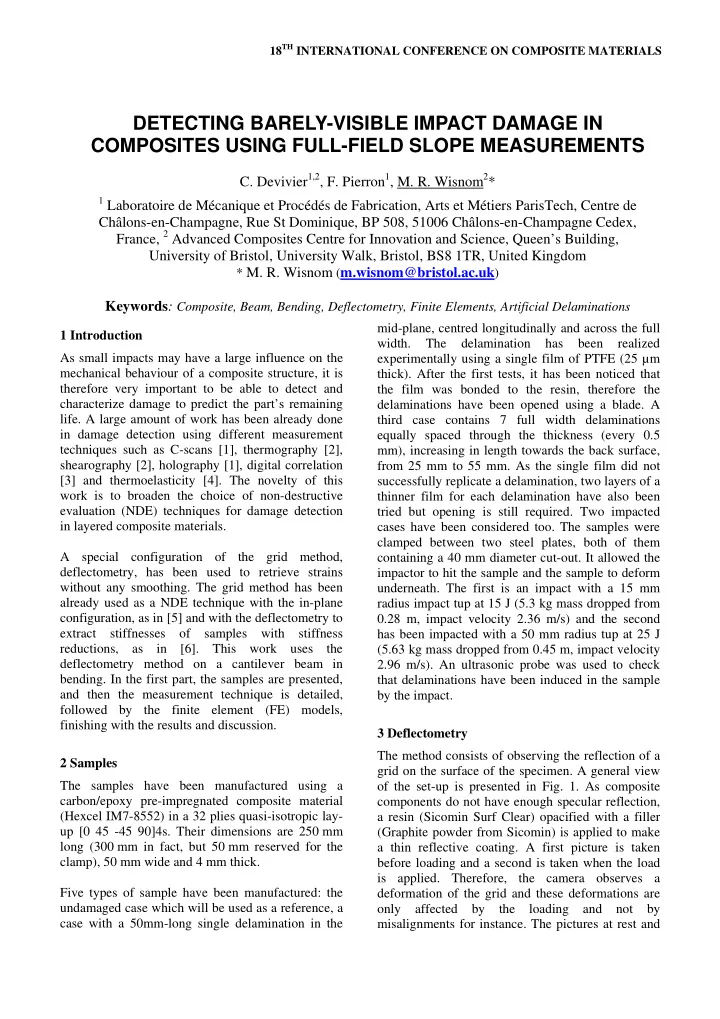detecting barely visible impact damage in composites