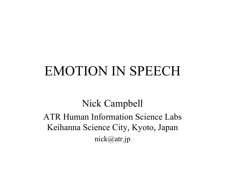 emotion in speech