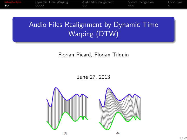 audio files realignment by dynamic time warping dtw