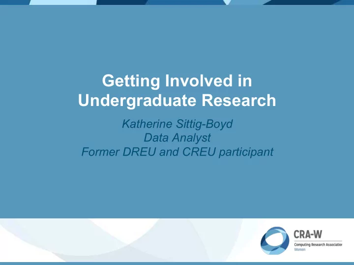 getting involved in undergraduate research