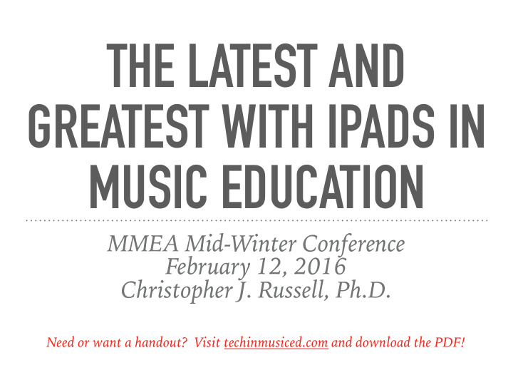 the latest and greatest with ipads in music education