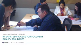 INTEGRATED PROCESS FOR DOCUMENT  QUALITY ASSURANCE 16 th LCI Congress |  San Francisco, CA |
