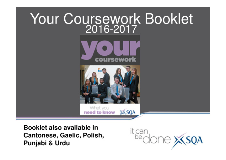 your coursework booklet