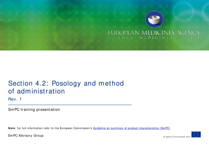 section 4 2 posology and method of administration