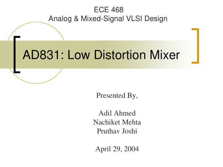 ad831 low distortion mixer