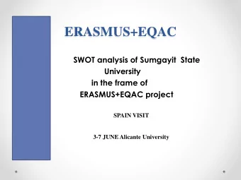 ERASMUS+EQAC  Swot  SWOT analysis of Sumgayit State    Univer  University  in the frame of