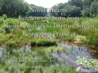 Novel Streams:  Reference Systems from  Natural Analogs to Improve Stream  Restoration Practices
