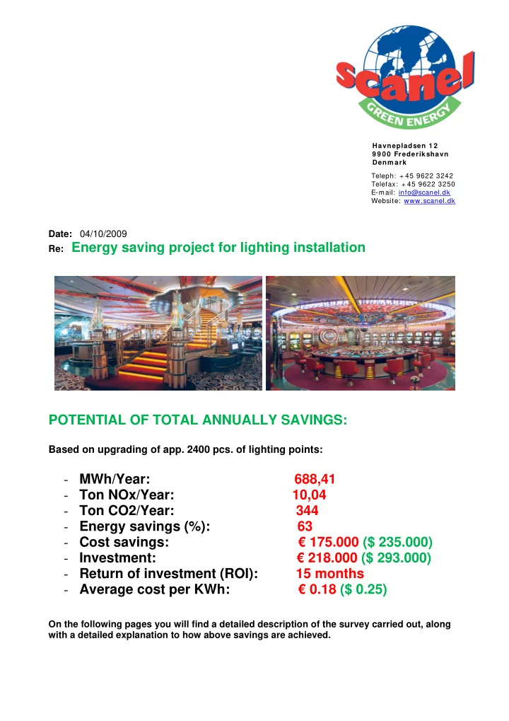 potential of total annually savings