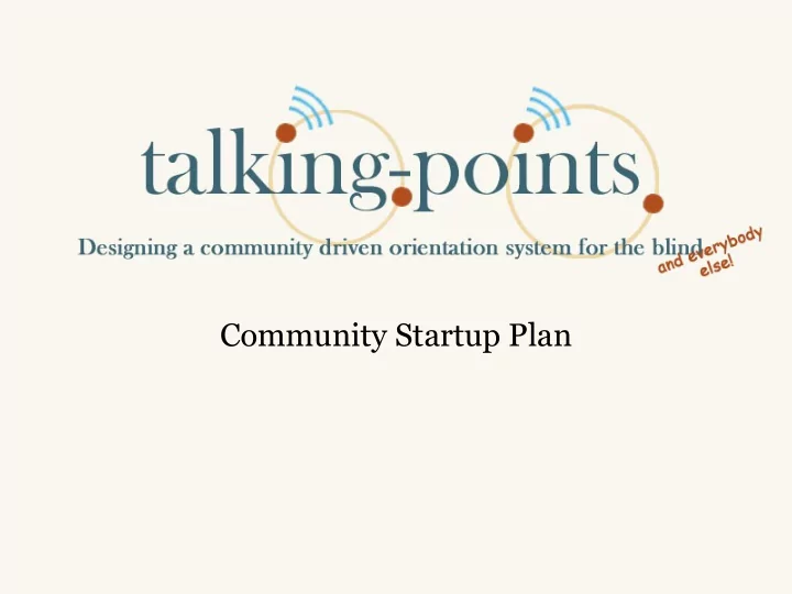 community startup plan