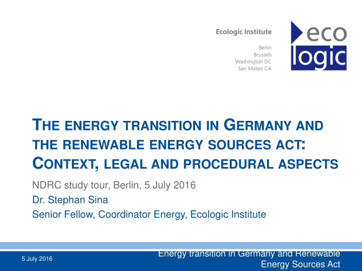 t he energy transition in g ermany and