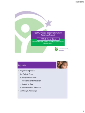 Roadmap Project  UMMS-Shriver Center  Elaine Gabovitch, Emily Lauer &amp; Courtney Dutra  June 16,