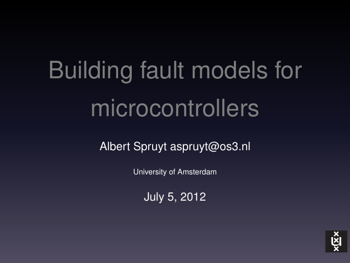 building fault models for microcontrollers