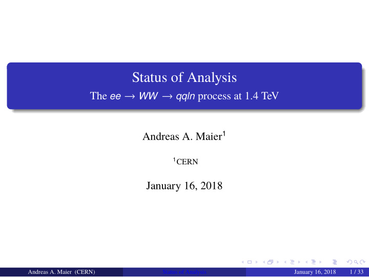 status of analysis