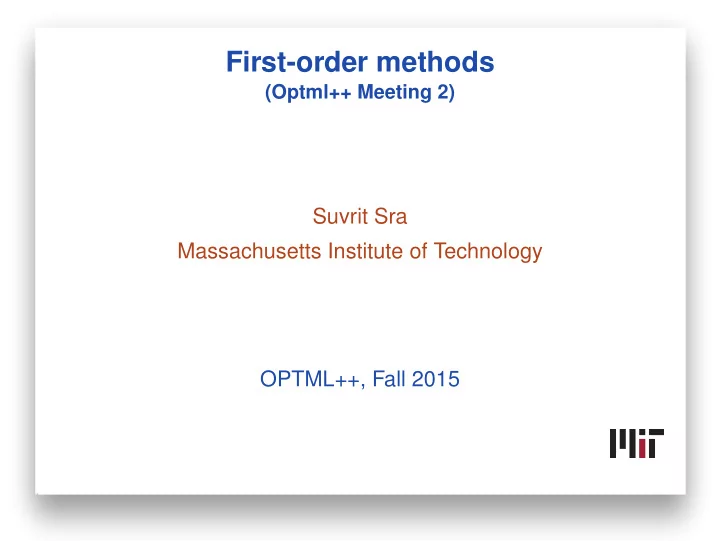 first order methods