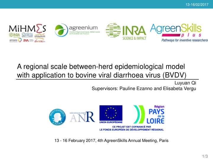 a regional scale between herd epidemiological model with