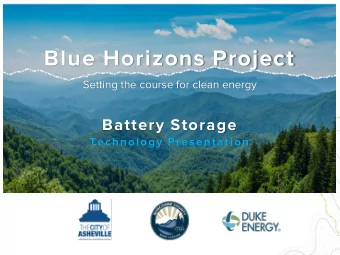 Blue Horizons Project  Setting the course for clean energy  Battery Storage  Technology