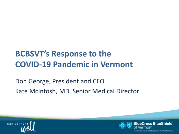 bcbsvt s response to the
