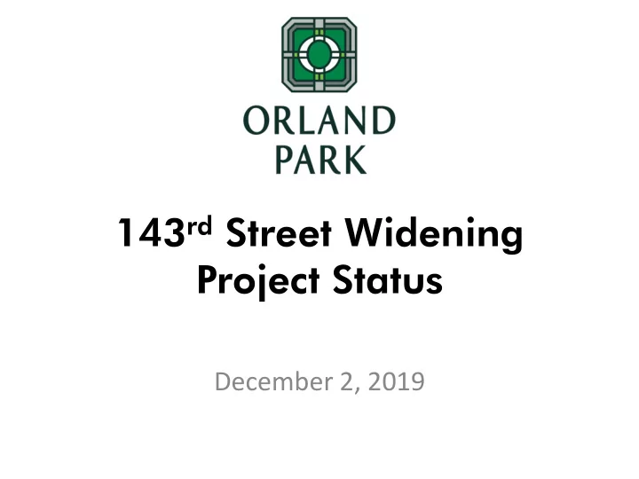 143 rd street widening