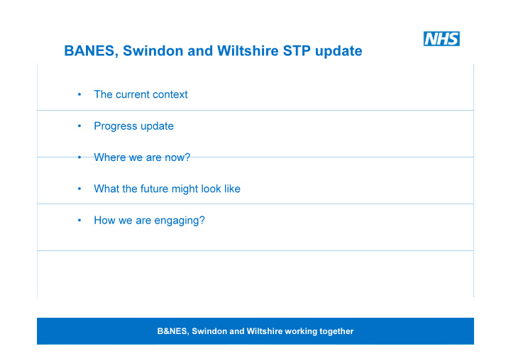 banes swindon and wiltshire stp update