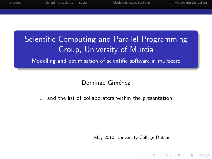 scientific computing and parallel programming group