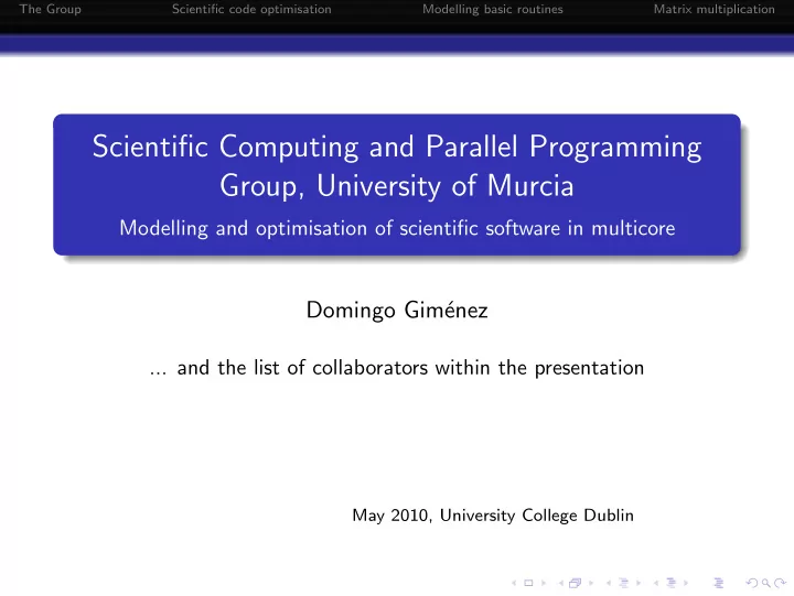 scientific computing and parallel programming group