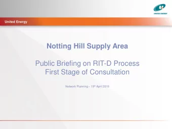 Public Briefing on RIT-D Process  First Stage of Consultation Network Planning  19 th April 2016