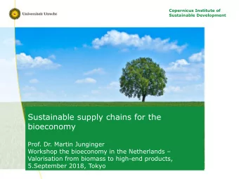 Sustainable supply chains for the  bioeconomy  Prof. Dr. Martin Junginger Workshop the bioeconomy