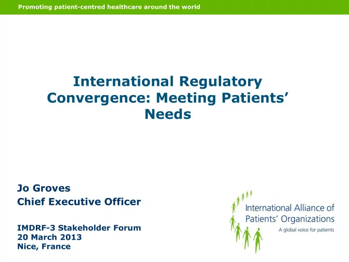 jo groves chief executive officer imdrf 3 stakeholder