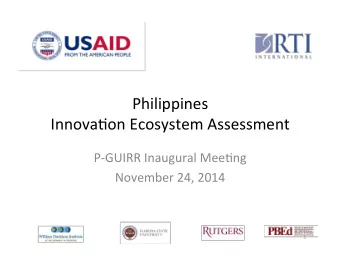 Philippines      Innova.on  Ecosystem  Assessment    P-GUIRR  Inaugural