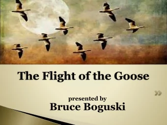 The Flight of the Goose  presented by  Bruce Boguski  As each goose flaps its wings it creates