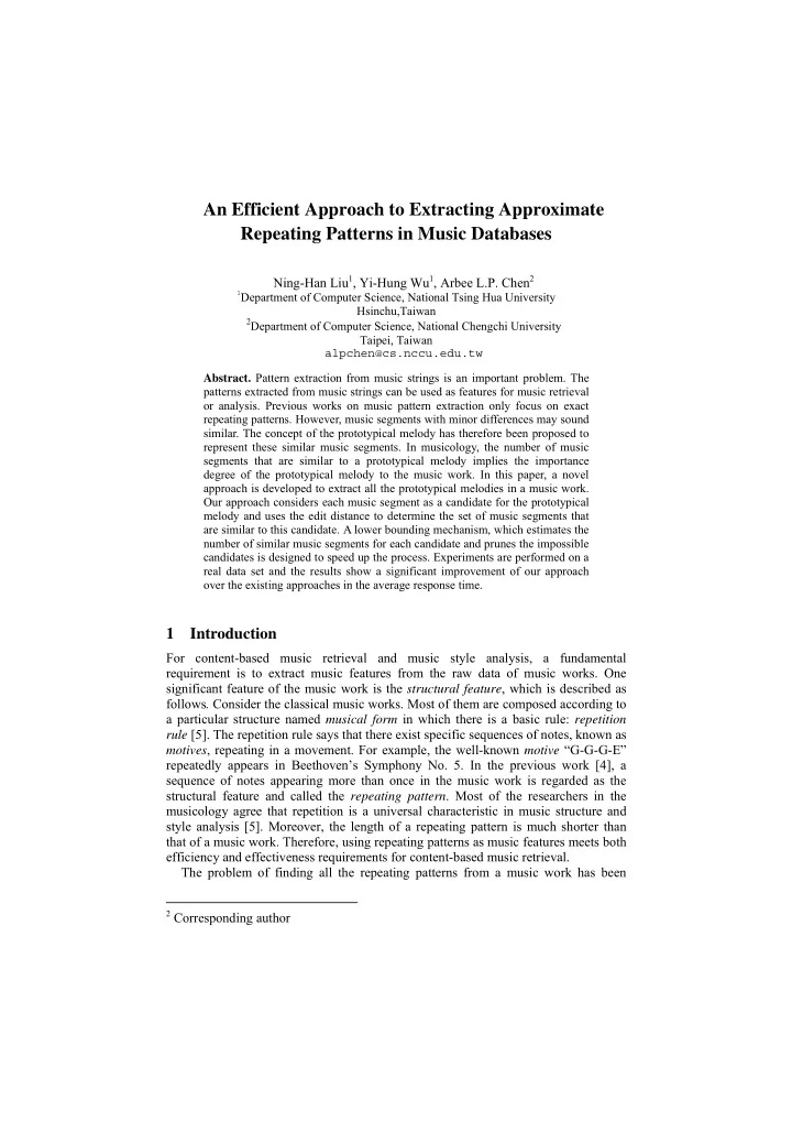 an efficient approach to extracting approximate repeating