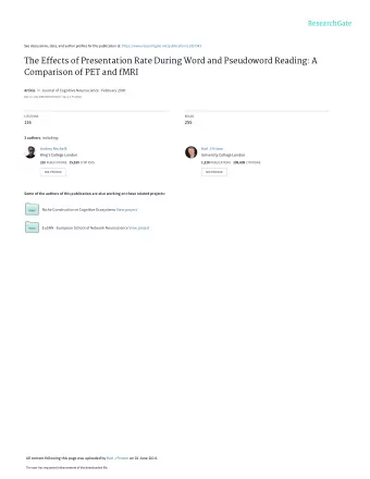 The Effects of Presentation Rate During Word and Pseudoword Reading: A  Comparison of PET and fMRI