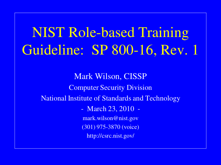 nist role based training guideline sp 800 16 rev 1